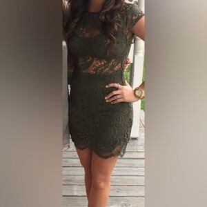 Never Olive lace mini dress
